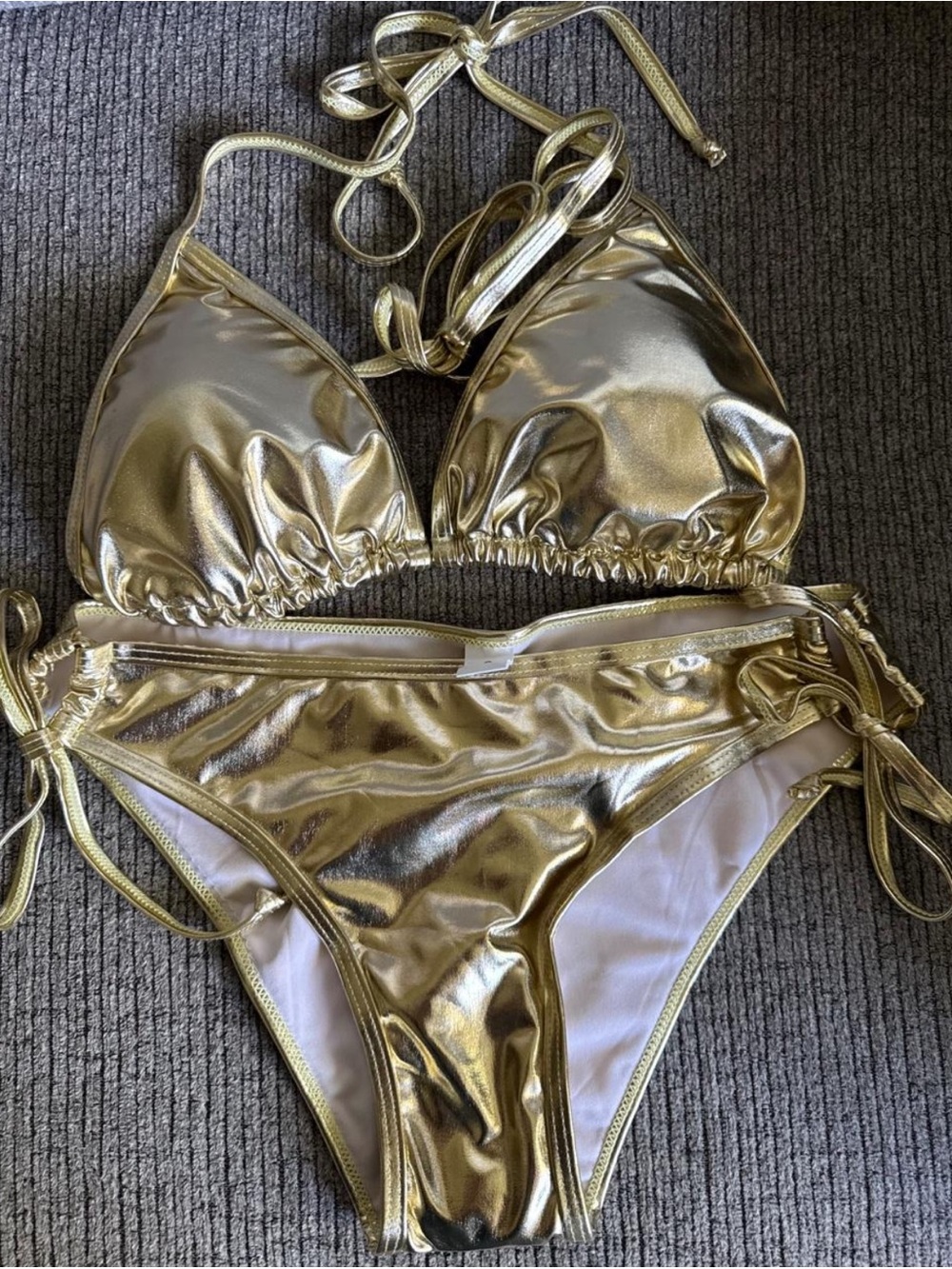 Women’s Size Small metallic polyamide & elastase bikini set